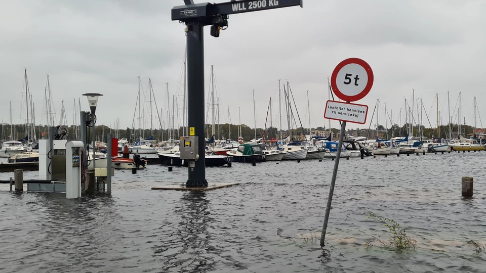 Oversvømmelse på Middelfart Marina 2023