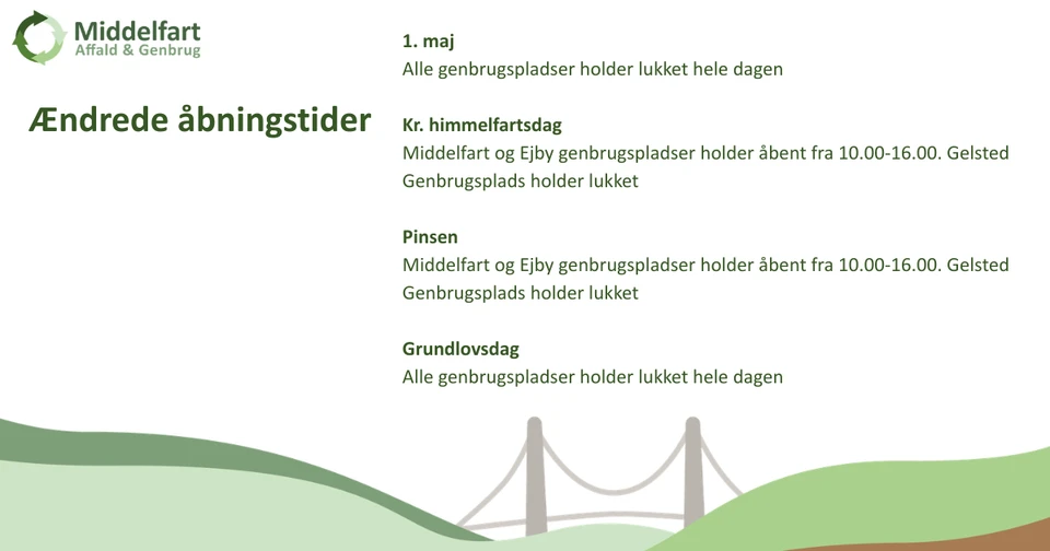 tekst med grafik over ændrede åbningstider