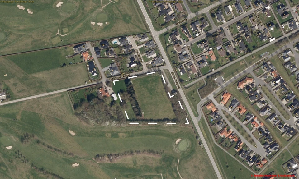 Planområdets placering markeret med en hvidstiplet linje